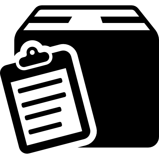 Commercial delivery symbol of a list on clipboard on a box package
